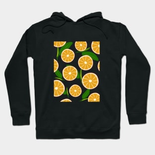 orange slices and leaf pattern Hoodie